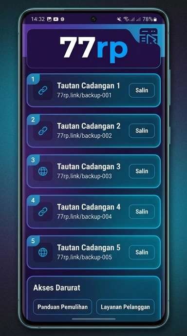 Tampilan link alternatif 77rp