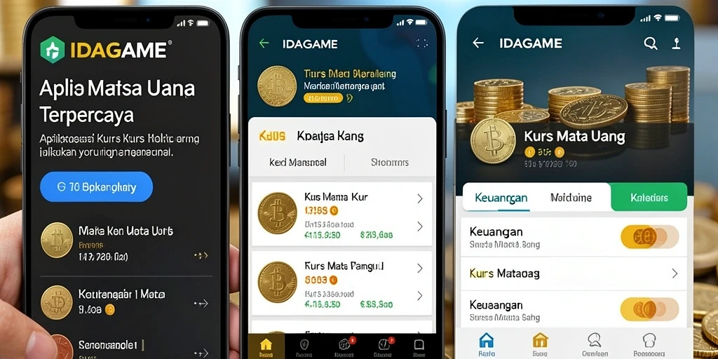 Tampilan antarmuka aplikasi Kurs Mata Uang IDAGAME yang user-friendly.