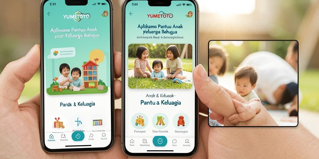 Tampilan antarmuka YUMETOTO untuk pemantauan anak yang mudah digunakan.
